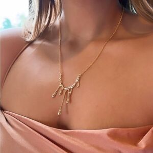 New honey drop sterling silver 18k gold coated necklace, handmade pendant chain